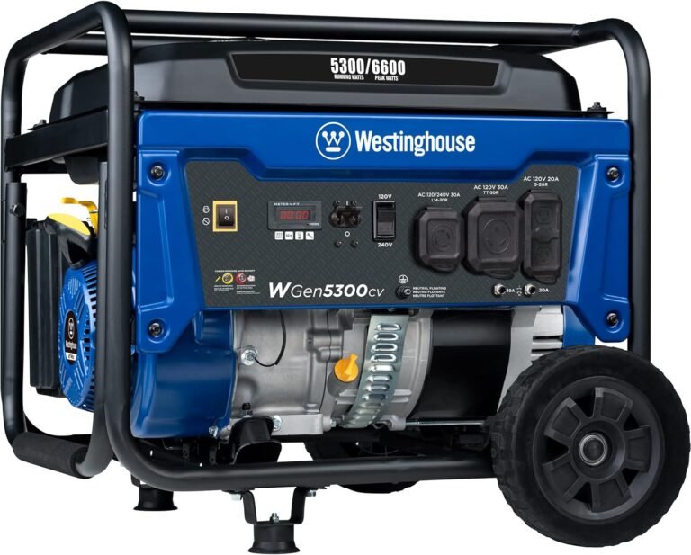 Westinghouse Outdoor Power Equipment 6600 Peak Watt Home Backup Portable Generator, Transfer Switch Ready 30A Outlet, RV Ready 30A Outlet, CO Sensor