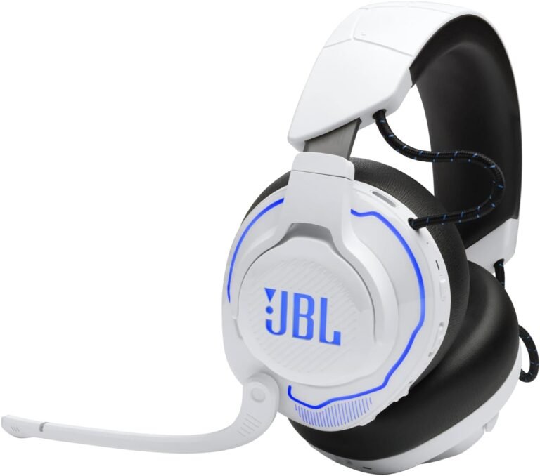 JBL Quantum 910P - Wireless Consol Over-Ear Gaming Headset with Head Tracking-Enhanced, Active Noise Cancelling and Bluetooth, QuantumSPATIAL 360, Hi-Res Certified, Low Latency Wireless (White)