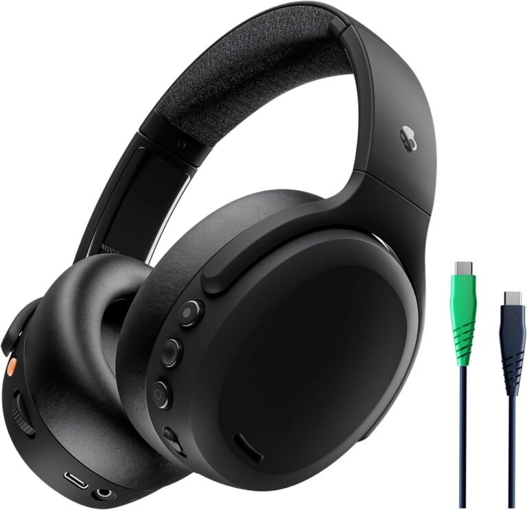 Skullcandy Crusher ANC 2 Over-Ear Noise Canceling Wireless Headphones with Sensory Bass and Charging Cable, 50 Hr Battery, Skull-iQ, Alexa Enabled, Microphone, Works with Bluetooth Devices - Black