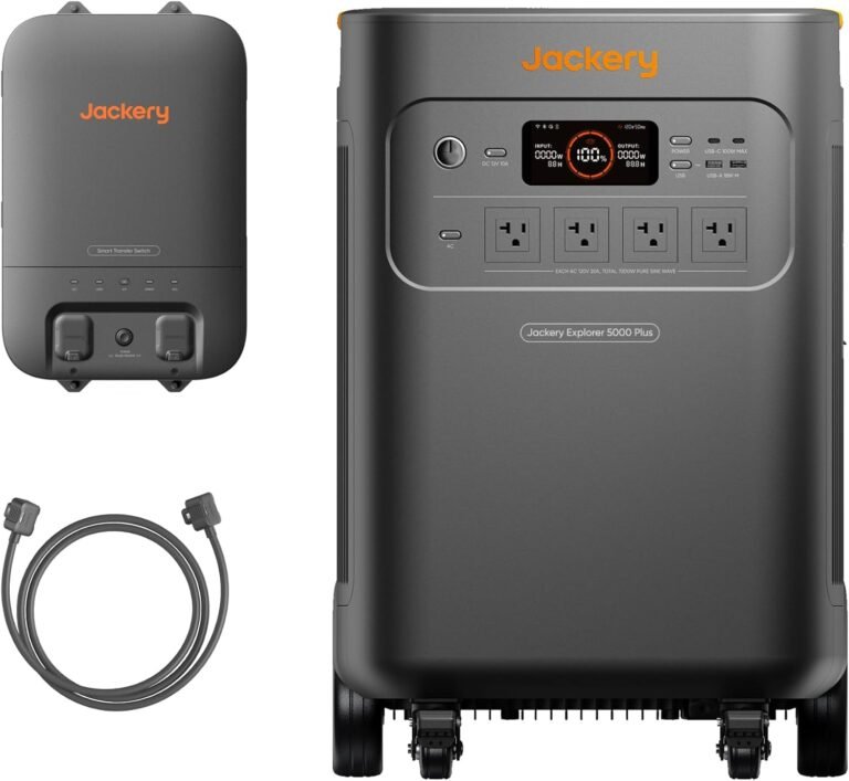 Jackery Solar Generator 5000 Plus with Smart Transfer Switch, 5040Wh Power Station, 120V/240V 7200W AC Output, Whole-Home Backup Portable Power Station, Expandable to 60kWh for Home Use, Blackouts