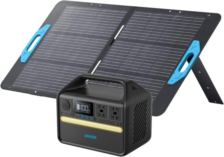 Anker 535 Solar Generator, Powerhouse 512Wh with 100W Solar Panel, Power Station with LiFePO4, 4 * 110V AC Outlets, 60W USB-C PD Output, LED Light for Outdoor Camping, RV, Power Outage(Anker Solix)