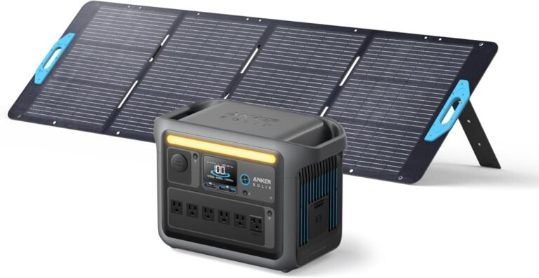 Anker SOLIX C1000 Portable Power Station with 200W Solar Panel, 1800W Solar Generator, 1056wh LFP (LiFePO4) Battery, 6 AC Outlets, Up to 2400W for Home, Power Outages, and Outdoor Camping