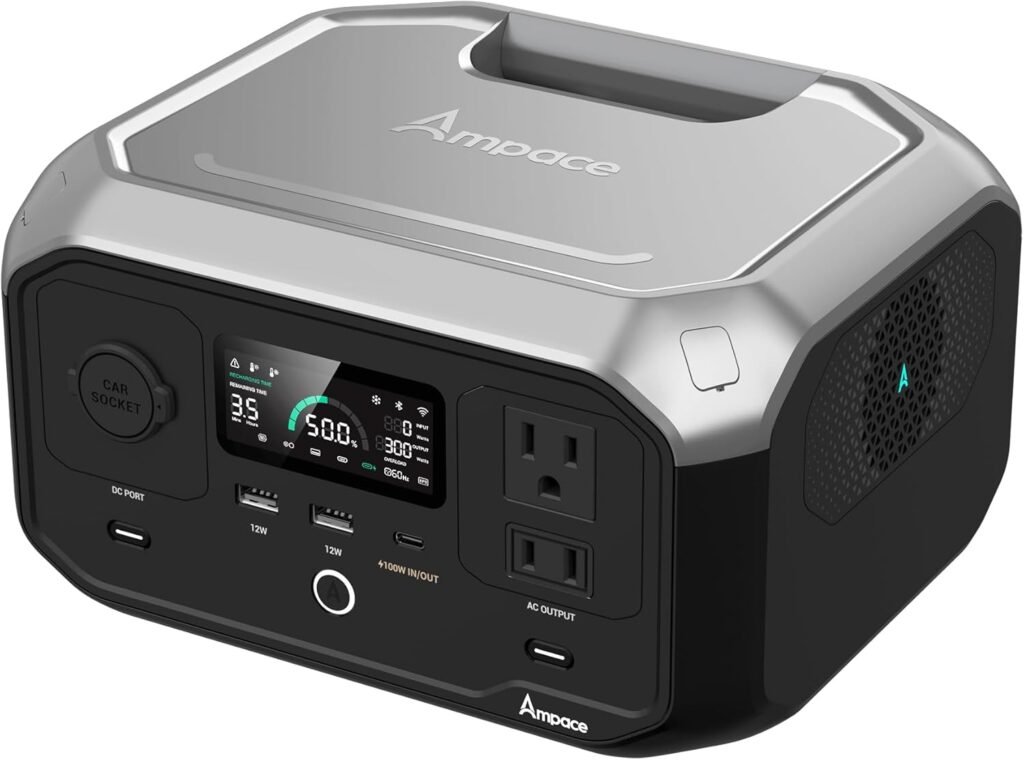 Andes 300 Portable Power Station 266Wh Battery Backup with 300W AC/100W USB-C Output, 1-Hour Fast Charging, Solar Generator (Solar Panel Optional) for Outdoor Camping/RV/Traveling/Emergencies