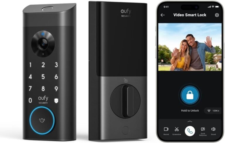 eufy Video Smart Lock E330, 3-in-1 Camera+Doorbell+Fingerprint Keyless Entry Door Lock, Smart Built-in Wi-Fi Deadbolt for Front Door, Auto Lock, App Remote Control, Easy Installation, No Monthly Fee