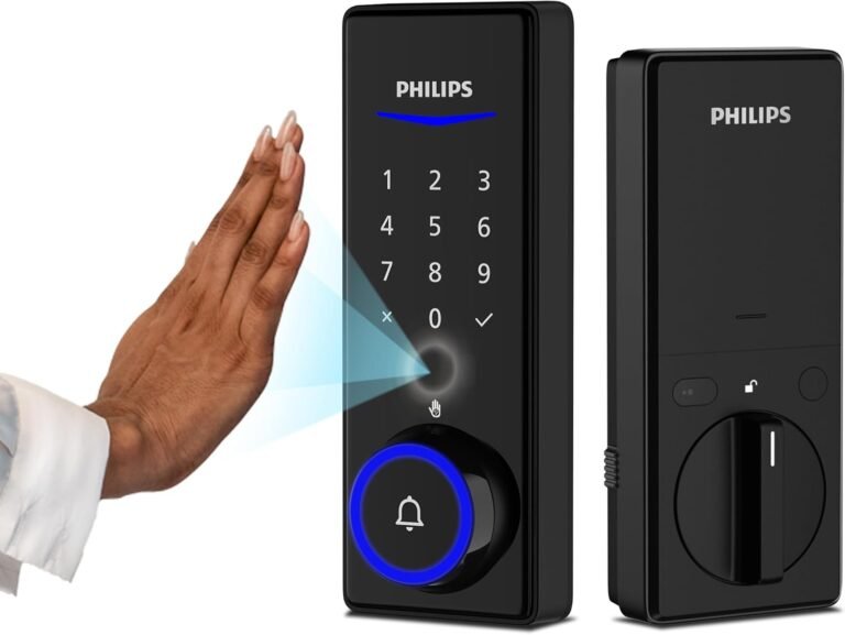 Philips Palm Recognition Wi-Fi Smart Lock, 2-in-1 Doorbell & Palm Recognition Keyless Entry Door Lock, APP Remote Control, Smart Locks for Front Door, Includes Wireless Chime, Voice Control, Auto-Lock