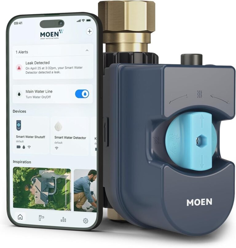 Moen Flo Smart Water Monitor and Automatic Shutoff Sensor, Wi-Fi Connected Water Leak Detector for 1-Inch Diameter Pipe, 900-006