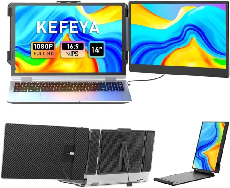 Laptop Screen Extender, 14" FHD 1080P IPS Laptop Monitor Extender Dual Screen, Portable Monitor for Laptops 13-17" with USB-C/HDMI Port, Plug n Play for Windows/Mac/Android/Switch/PS5