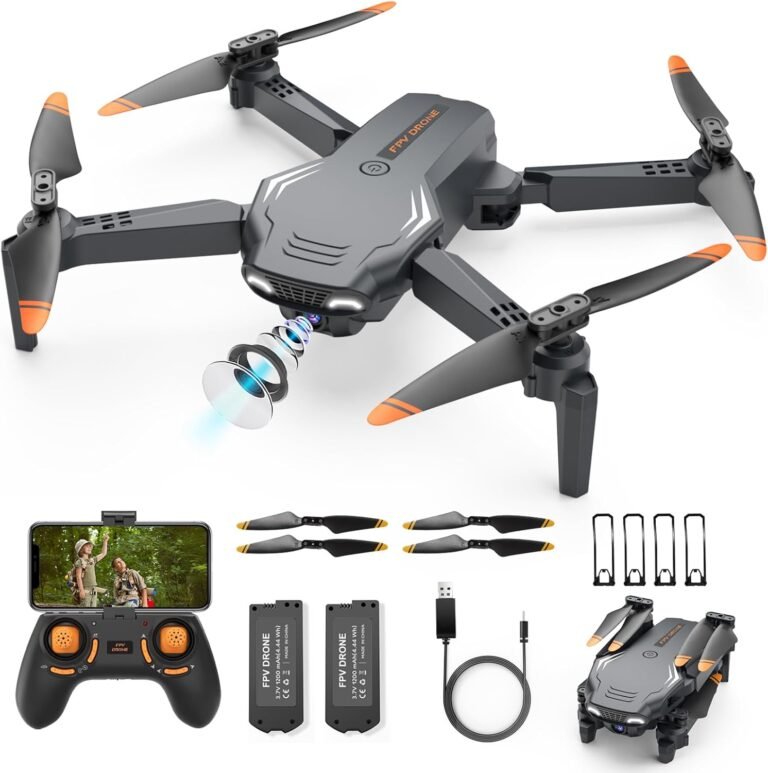 Drones for Kids Beginners - Foldable HD 1080P Drone with Camera 2 Batteries,Wifi Remote Control,Gestures Selfie,One Key Start,360° Flips,Full Guards,Headless Mode,Boys Toys/Gifts(Black)