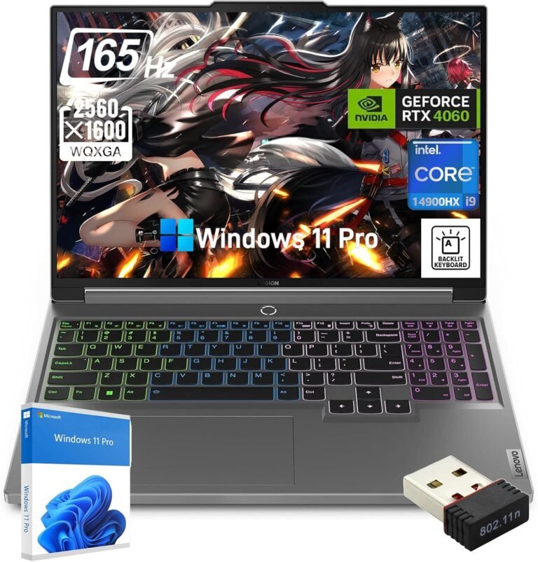 Lenovo Legion 5i 16" Gaming Laptop - w/cefesfy Accessories, 16 Inch WQXGA 165Hz, Intel i9-14900HX(Up to 5.80 GHz), 32GB DDR5, 2TB SSD, GeForce RTX 4060, Backlit KB, Wi-Fi 6E, Windows 11 Pro